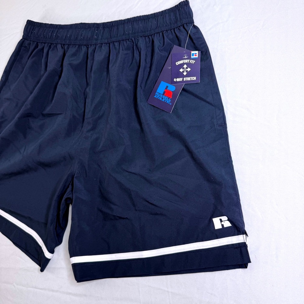 Russell Athletic Mens Navy Dri-Power 7 Inch Inseam Training Shorts Large NWT